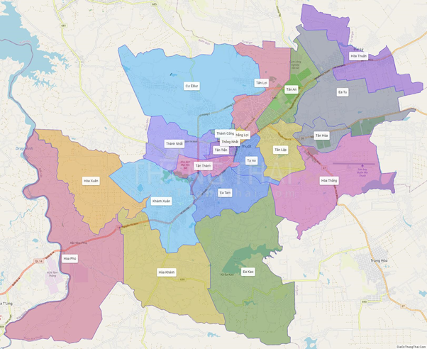 Bản đồ khu vực “hot” Đắk Lắk – Buôn Ma Thuột, Ea Tam, Hòa Phú, Tuy Hòa, Buôn Đôn.