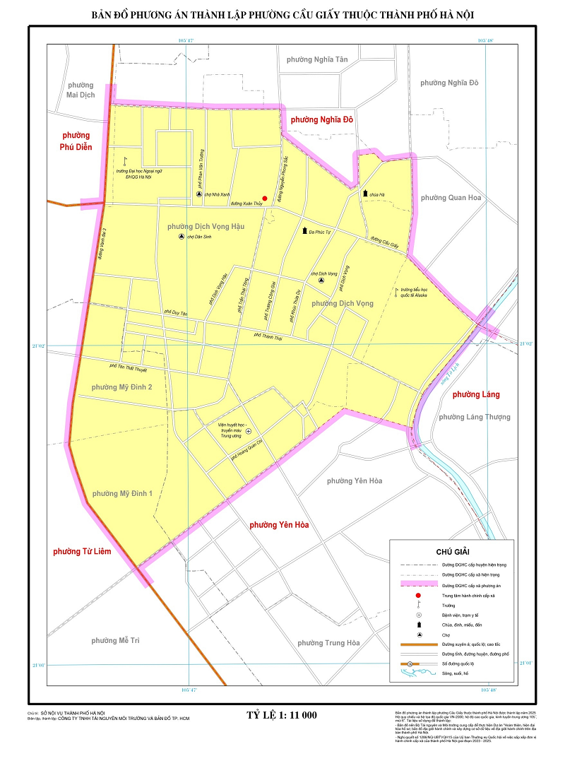 Bản đồ Cầu Giấy sáu sáp nhập