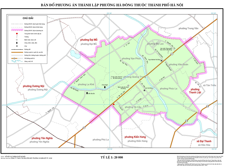 bản đồ Quận Hà Đông, Hà Nội sau sáp nhập