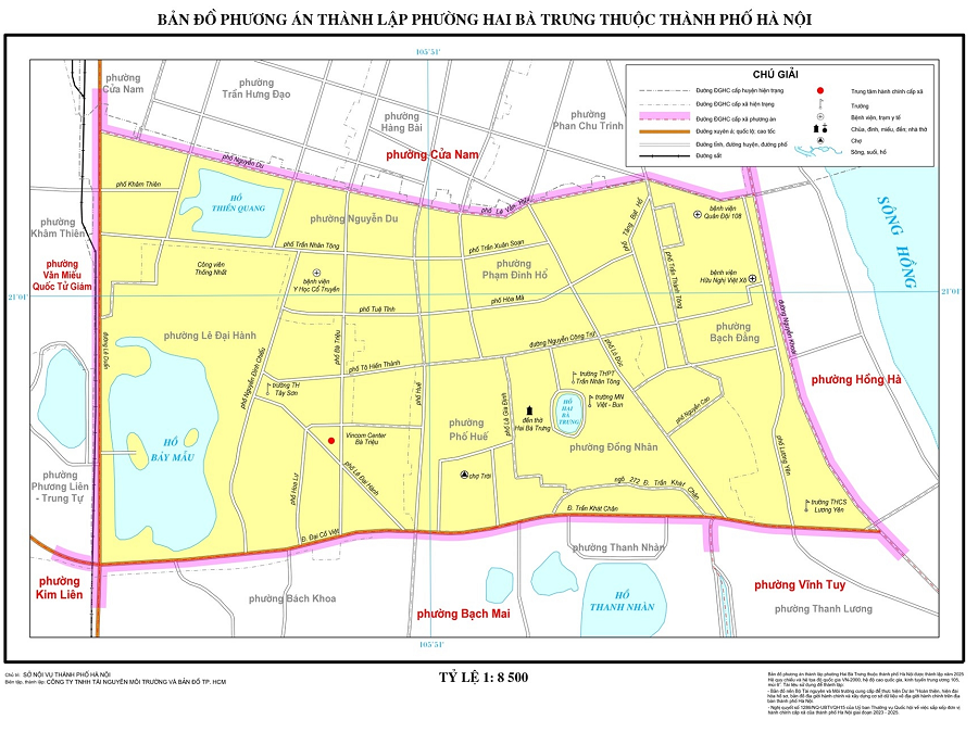 Bản đồ Hai Bà Trưng, Hà Nội sau sáp nhập