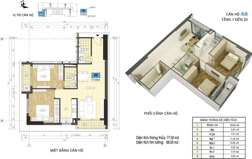 Mặt bằng Chung cư Xuân Mai Riverside tại Hà Nội