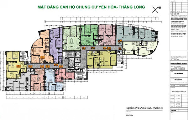 Mặt bằng căn hộ Chung cư Yên Hòa Thăng Long Cầu Giấy