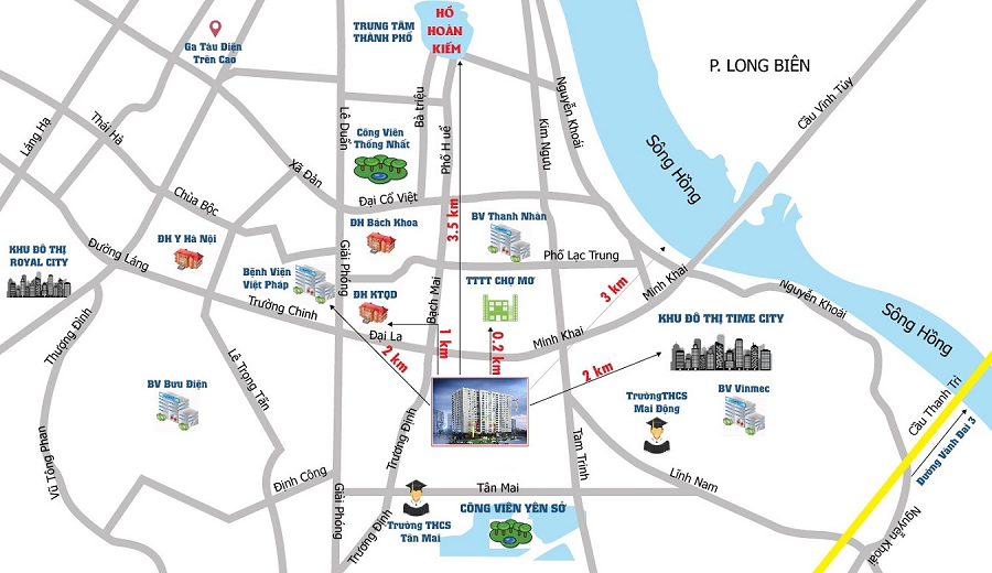 vị tr&iacute; dự &aacute;n Trương Định Complex Hai B&agrave; Trưng