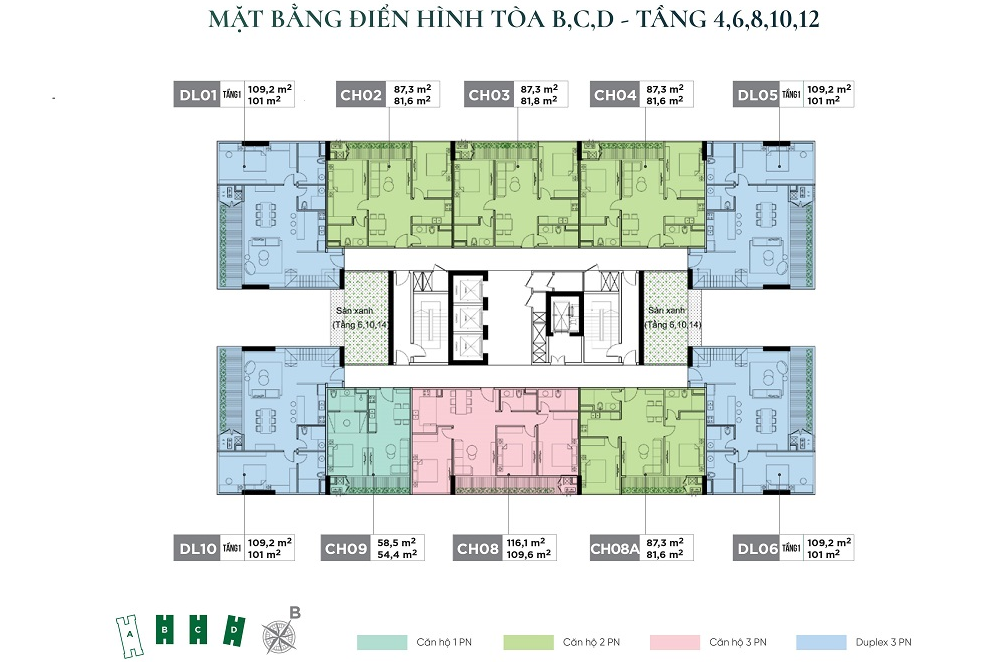 Mặt Bằng Căn Hộ Sunshine Green Iconic Long Bi&ecirc;n