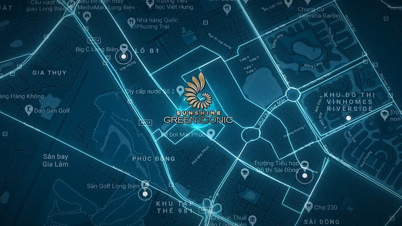 Vị tr&iacute; dự &aacute;n Sunshine Green Iconic Long Bi&ecirc;n