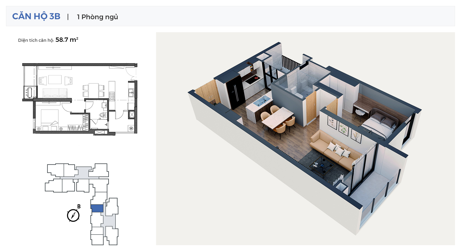 Mặt bằng Căn hộ Chelsea Residence - Mặt bằng căn hộ 01 phòng ngủ