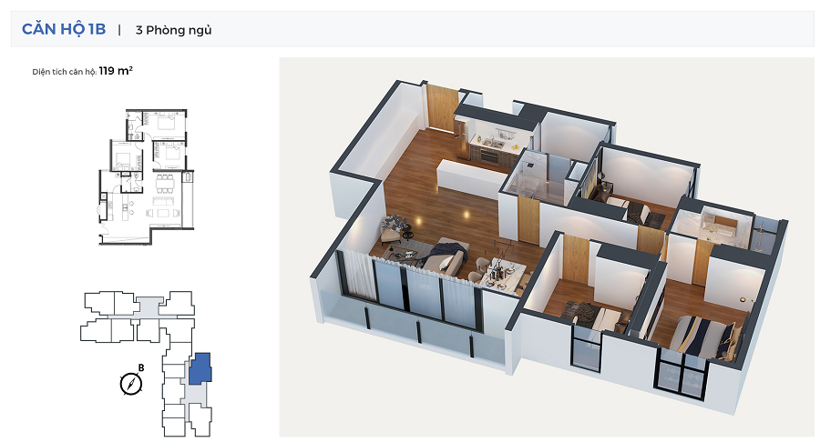 Chelsea Residence - Mặt bằng căn hộ 03 phòng ngủ