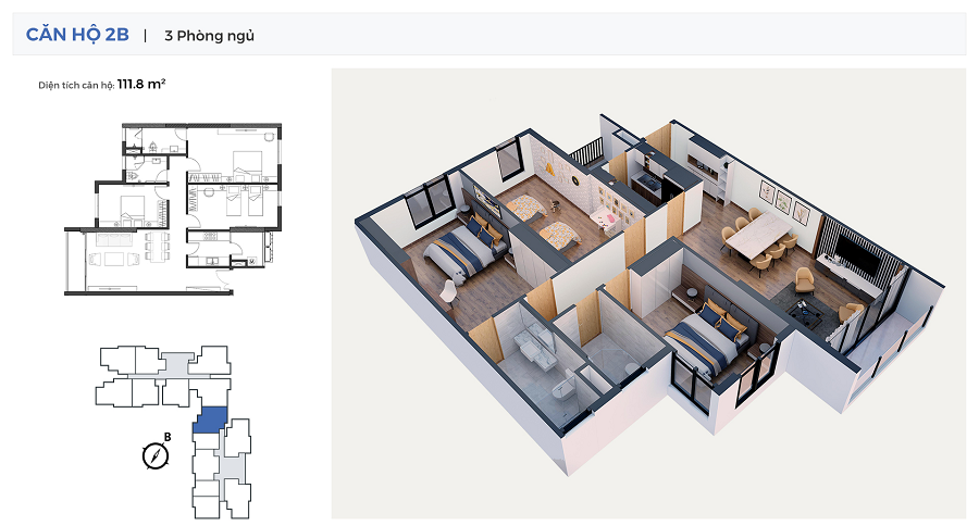 Chelsea Residence - Mặt bằng căn hộ 03 phòng ngủ
