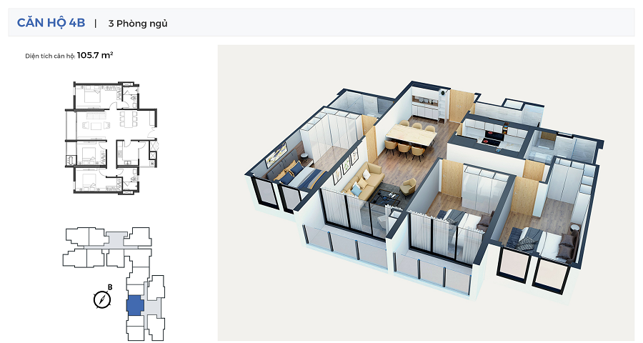 Chelsea Residence - Mặt bằng căn hộ 03 phòng ngủ