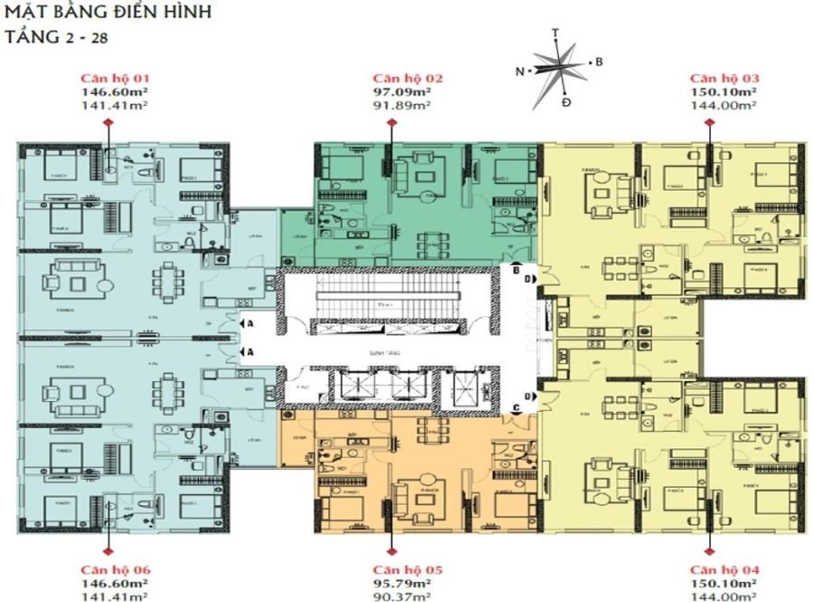 Mặt bằng căn hộ Chung cư Vimeco II – Nguyễn Chánh