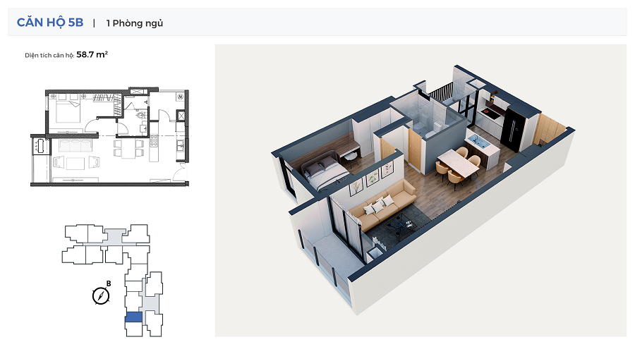 Chelsea Residence - Mặt bằng căn hộ 01 phòng ngủ