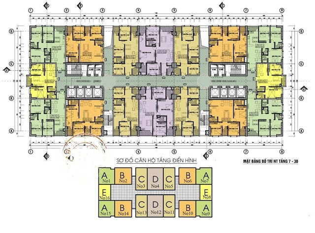 Mặt bằng Thiết kế các tòa Chung cư C14 Bắc Hà