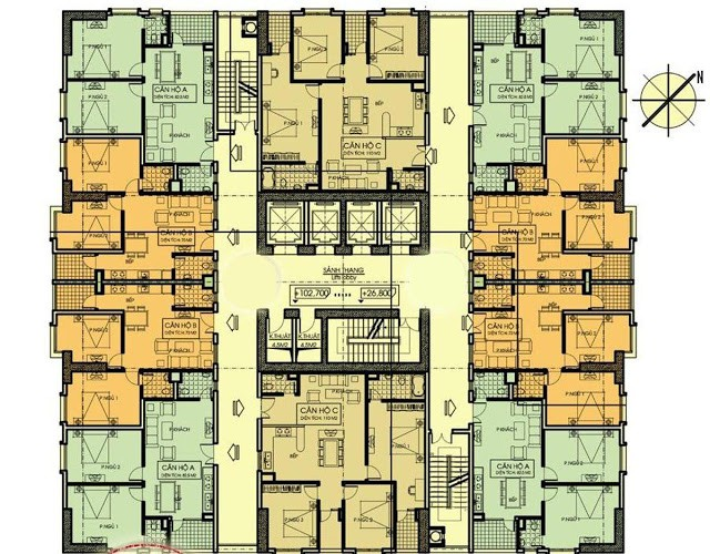 Sơ đồ mặt bằng tòa CT1 chung cư CT Bắc Hà