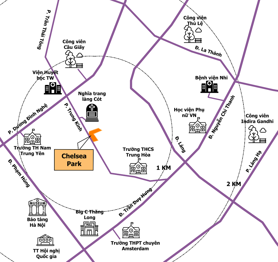 Vị trí dự án Bán căn hộ chung cư Chung cư Chelsea Park Cầu Giấy, Hà Nội