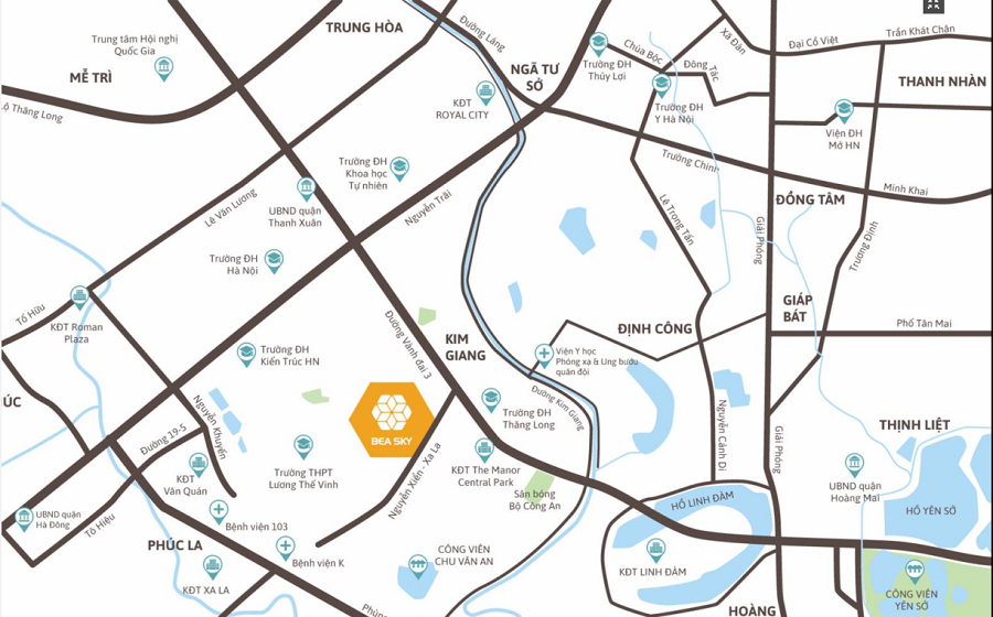 Vị trí dự án Bea Sky Hoàng Mai, Hà Nội