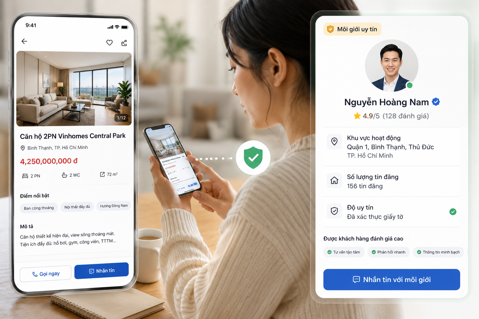 Với người mua, thông tin người đăng và hồ sơ môi giới rõ ràng là cơ sở quan trọng trước khi quyết định liên hệ.