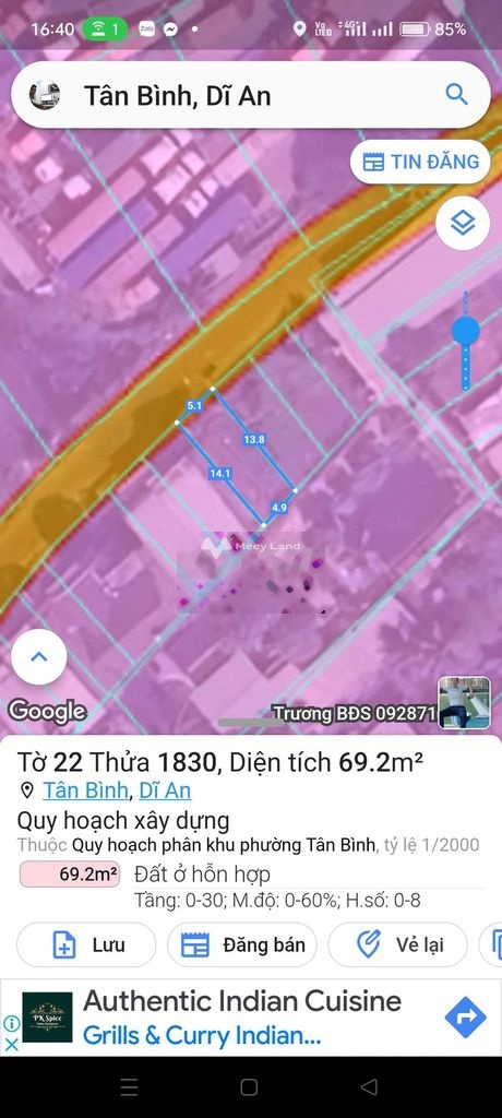 Bán đất 2,2 tỷ, diện tích 69m2 tại Nguyễn Thị Tươi, Phường Tân Đông Hiệp, Thành phố Dĩ An, Bình Dương-01