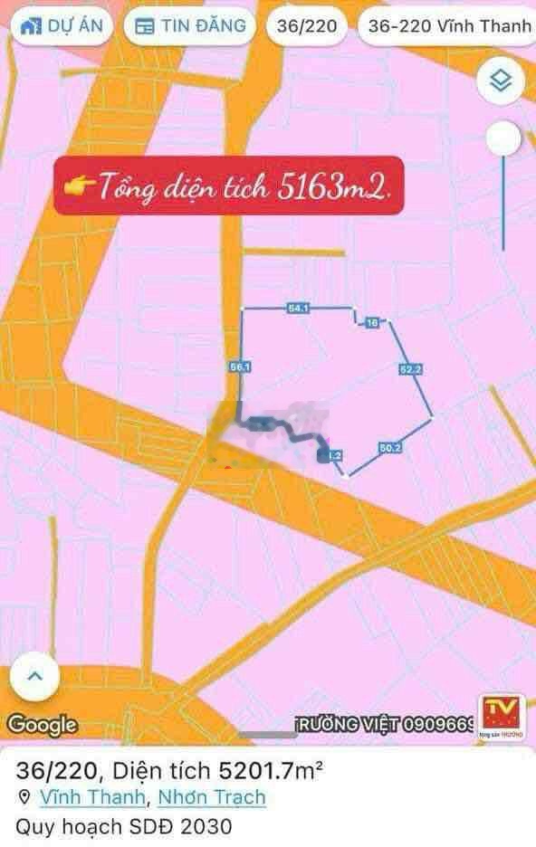 Bán đất 19,6 tỷ, diện tích 5163m2 tại Pê Tông, Xã Vĩnh Thanh, Huyện Nhơn Trạch, Đồng Nai-01