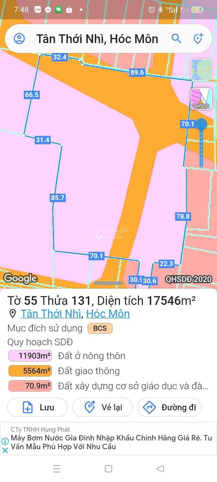 Bán đất 175 triệu. Diện tích 17.533m2 tại Dương Công Khi, Xã Tân Thới Nhì. Xung quanh là khu dân cư-02
