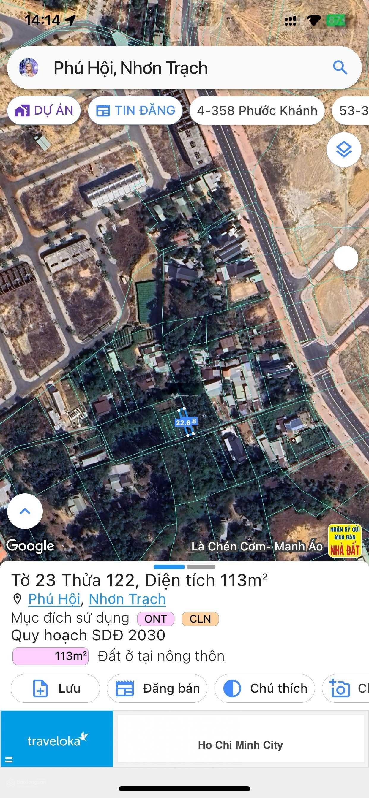 Bán đất 1,6 tỷ, diện tích 113m2 tại Cây Dầu, Xã Phú Hội. Mặt tiền đường rộng 6m-01