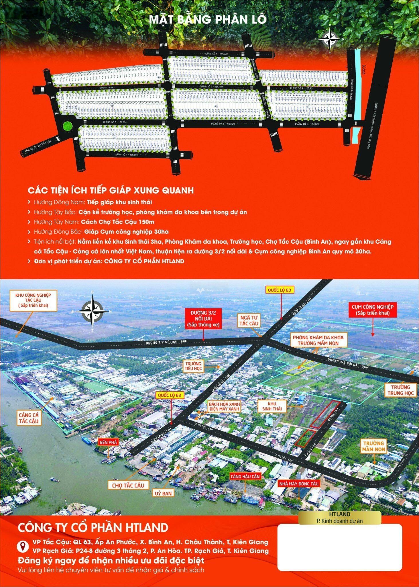 Bán đất thổ cư giá 790 triệu, diện tích 100 m2, tại Bình An, huyện Châu Thành