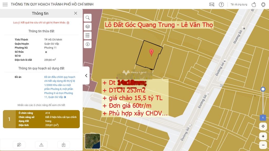 Bán đất giá 15,5 tỷ, diện tích 253 m2, tại Quang Trung, phường 8, quận Gò Vấp-01
