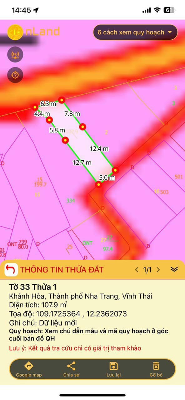 Bán đất thành phố Nha Trang tỉnh Khánh Hòa giá 1.15 tỷ