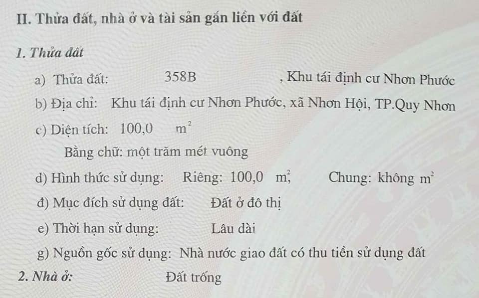 Bán đất thành phố Quy Nhơn tỉnh Bình Định giá 1,1 tỷ-01