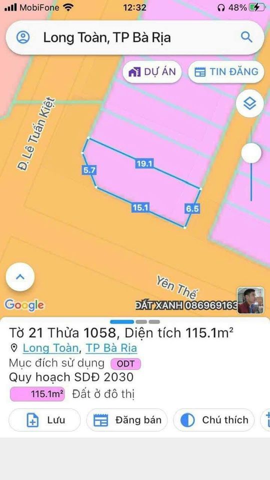 Bán đất tại Lê Tuấn Kiệt, Bà Rịa, Bà Rịa - Vũng Tàu. Diện tích 115m2, giá 5 tỷ-01