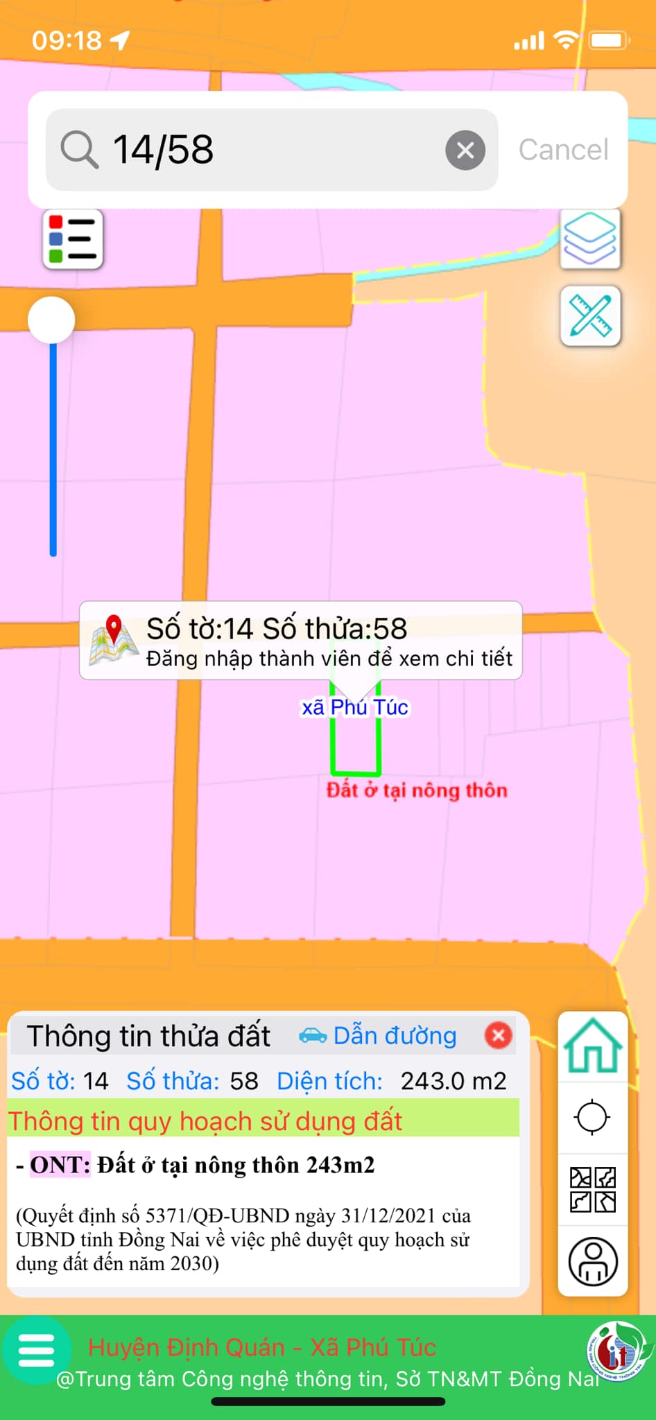Cần bán đất xã Phú Túc huyện Định Quán