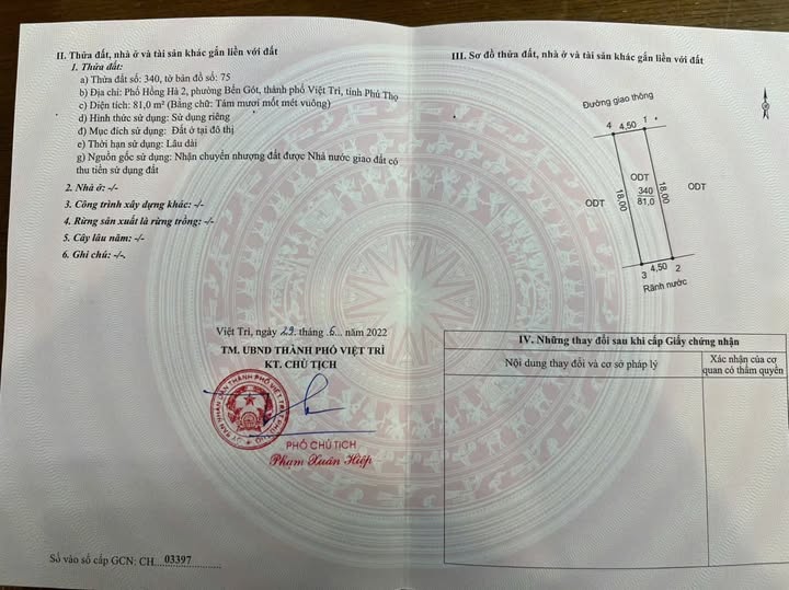 Bán nhanh lô đất vuông vắn 81m² mặt tiền 4,5m tại khu Hồng Hà, Bến Gót, Việt Trì