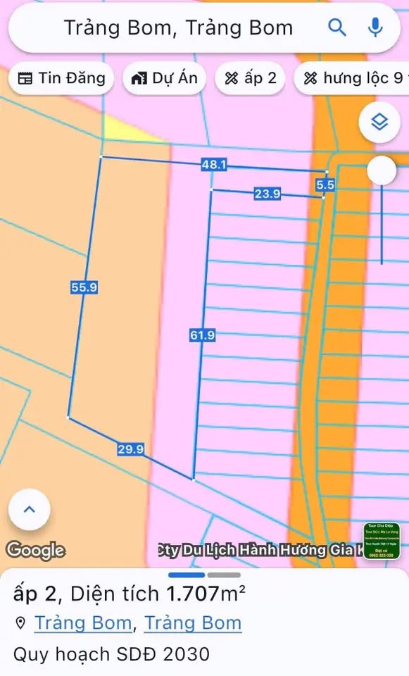 Đất vàng Trảng Bom 1700m2, 100m thổ cư, giá chỉ 2 tỷ