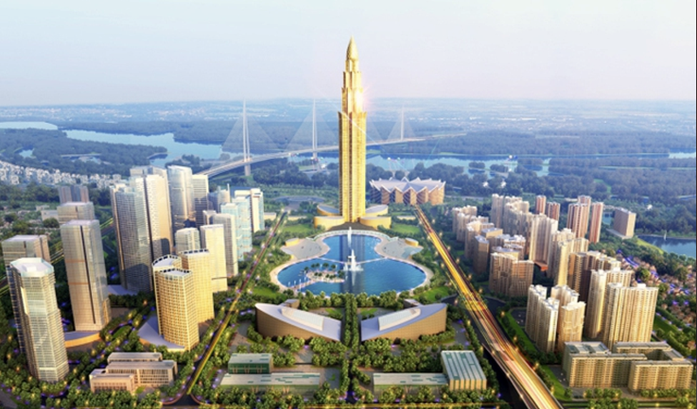 
Phối cảnh tháp tài chính 108 tầng của dự án thành phố thông minh. Ảnh: BRG
