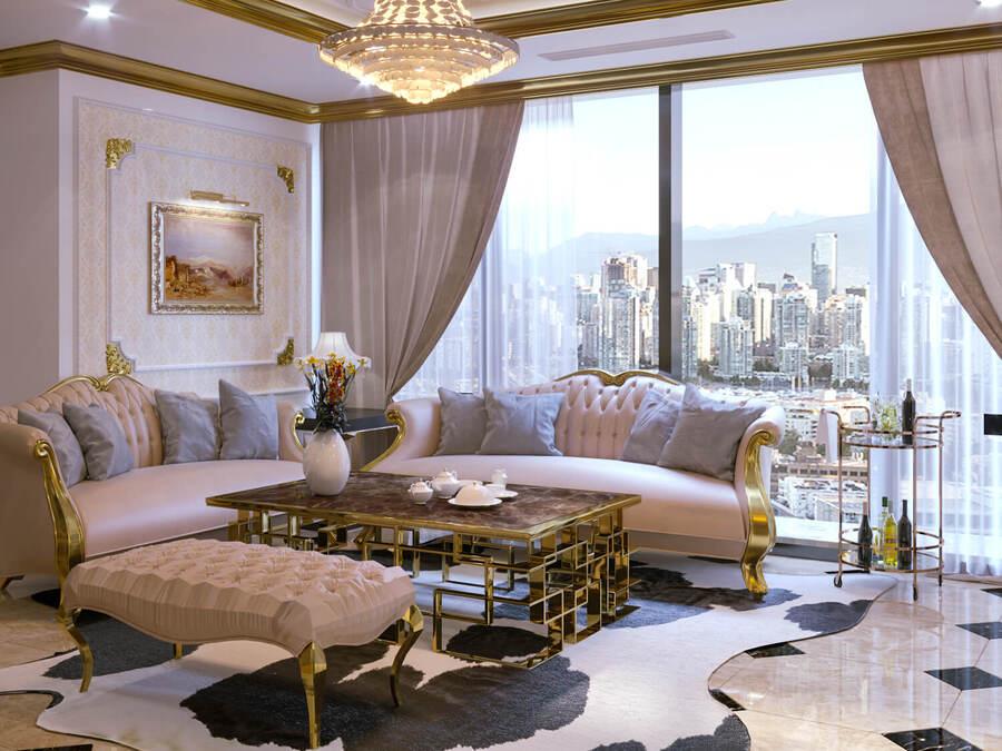 Tân cổ điển lược bỏ bớt hoa văn rườm rà từ phong cách cổ điển, nhấn nhá bằng các đường phào chỉ trong toàn bộ kiến trúc của biệt thự