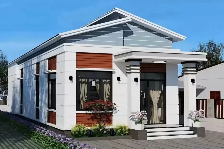 Nhà cấp 4 mái lệch mang lại không gian sống thoáng đãng
