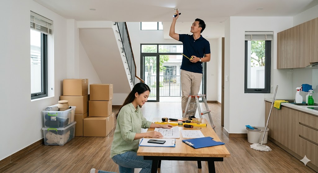 
Ảnh 2: Chuẩn bị trước ngày nhận bàn giao nhà phố
