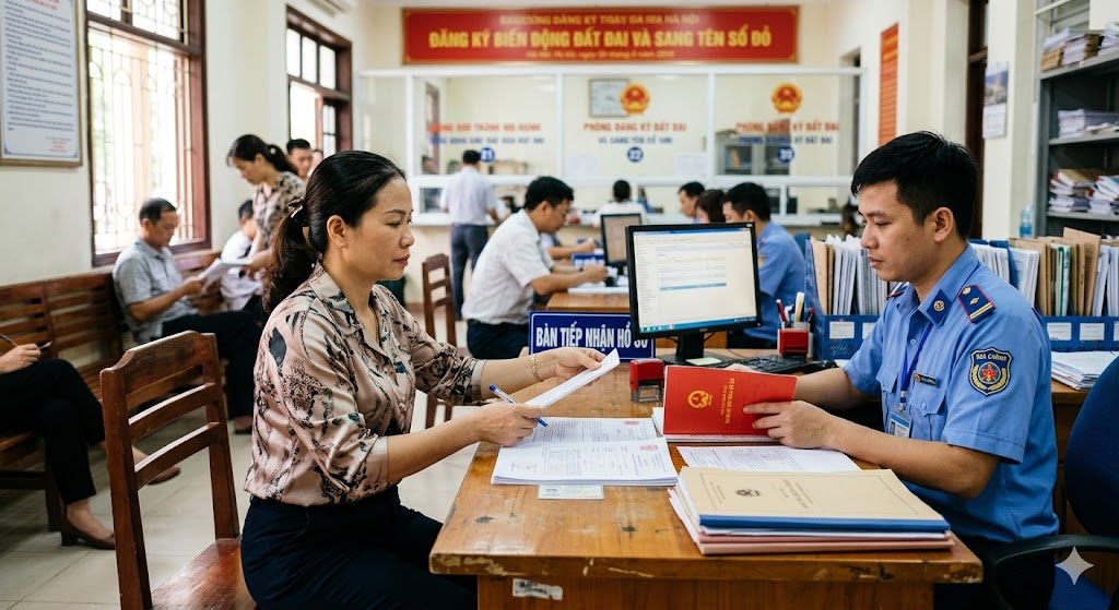 
Ảnh 3: Đăng ký biến động đất đai và sang tên sổ đỏ
