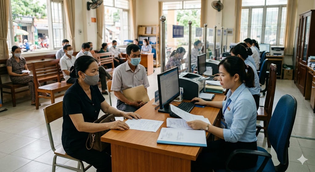 
Ảnh 4: Thực hiện các thủ tục hành chính tại địa phương
