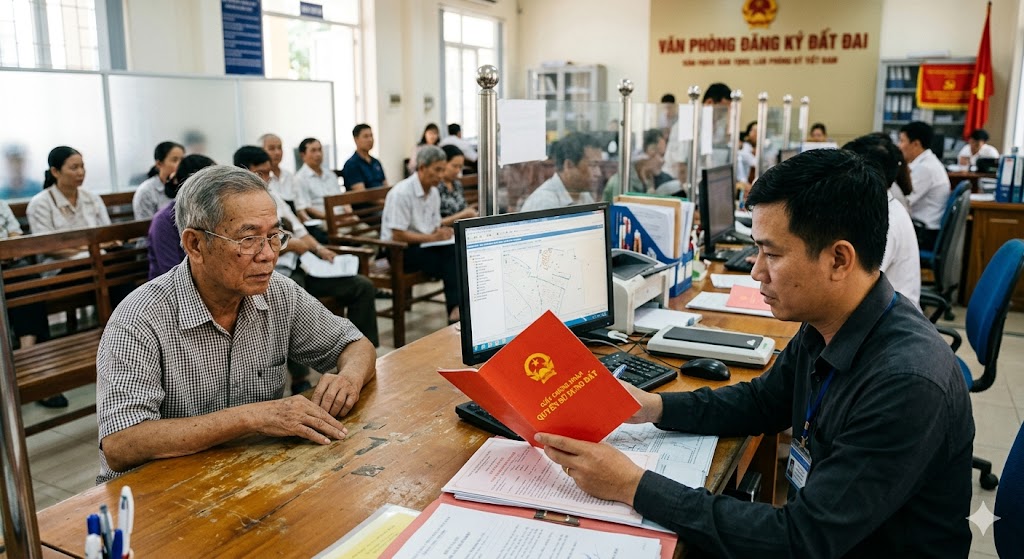 
Ảnh 3: Kiểm tra sổ đỏ thật giả thông qua thông tin tại Văn phòng đăng ký đất đai
