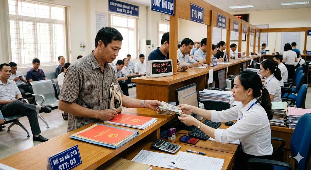 
Ảnh 4: Quy trình và thủ tục nộp phí sang tên sổ đỏ
