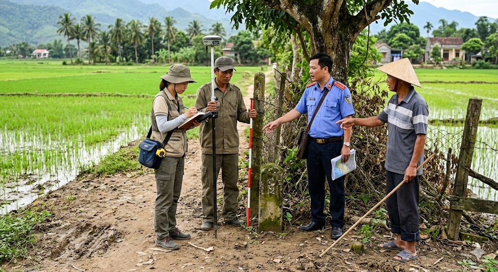
Ảnh 5: Phương pháp kiểm tra tranh chấp thực tế tại hiện trường
