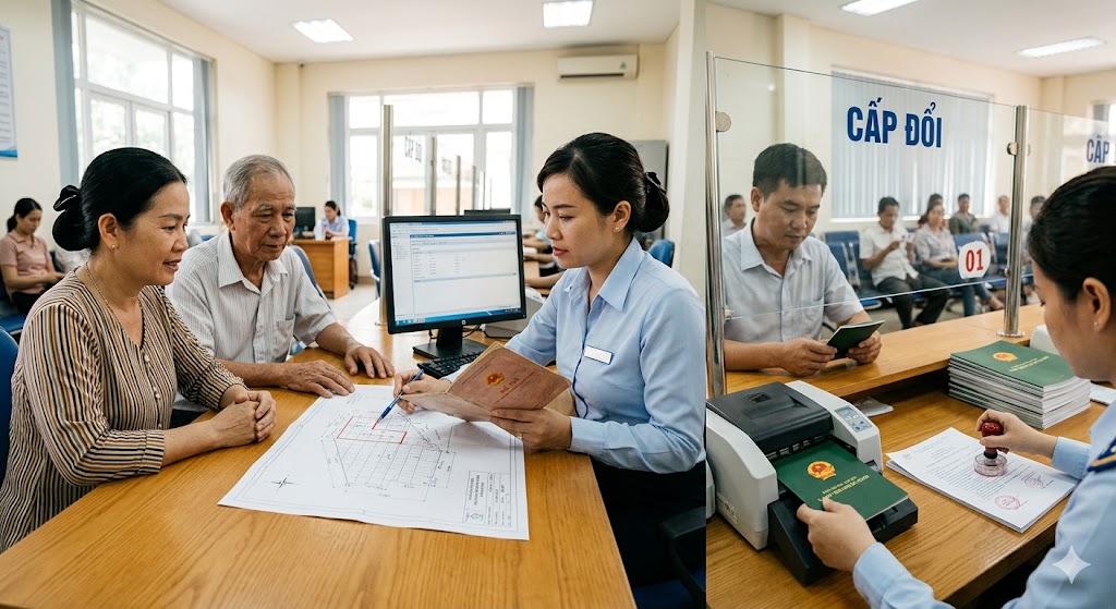 
Ảnh 4: Quy trình đính chính và cấp đổi sổ đỏ khi có sự chênh lệch diện tích
