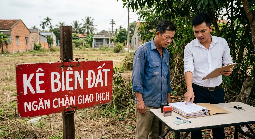 
Ảnh 2: Rủi ro pháp lý khi mua bán đất đang bị kê biên
