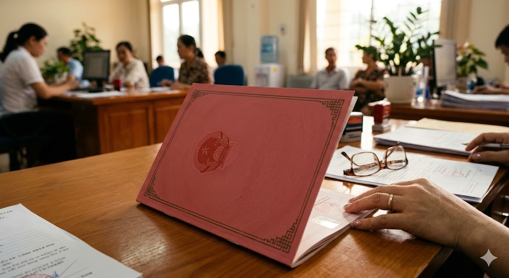 Ảnh 1: Đặc điểm nhận diện mẫu sổ đỏ mới nhất 2026