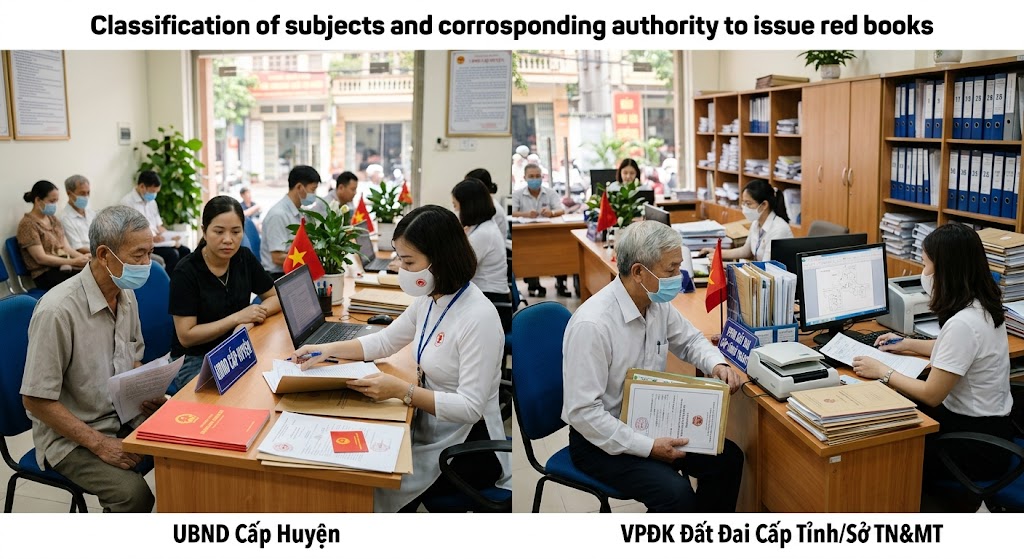 Ảnh 3: Phân loại đối tượng và thẩm quyền cấp sổ đỏ tương ứng
