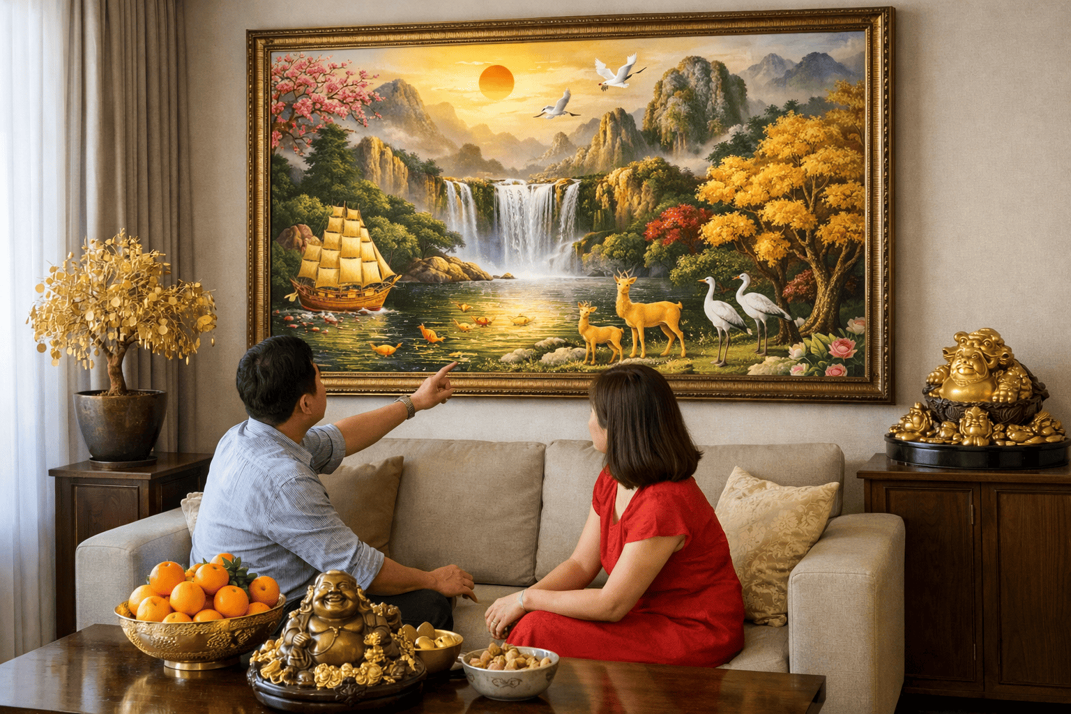 
Ảnh 3: Cách chọn tranh treo phòng khách sinh tài lộc hợp phong thủy

