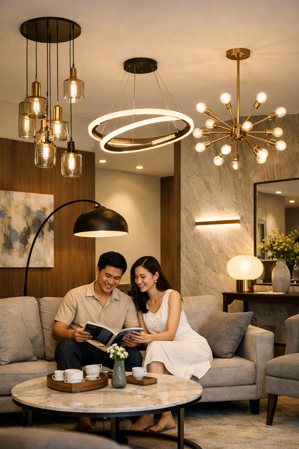 Ảnh 2: Các loại đèn trang trí phòng khách hiện đại phổ biến