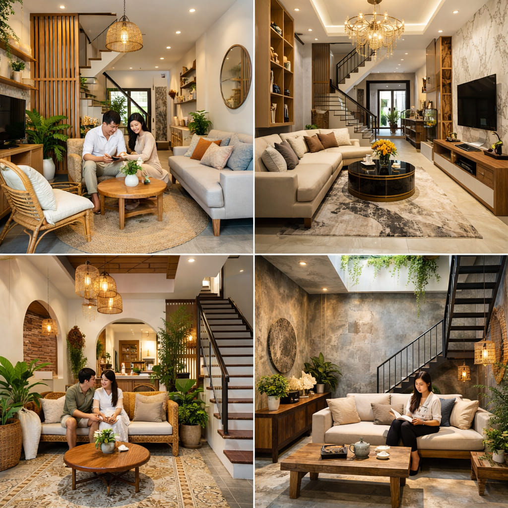 
Ảnh 2: Các phong cách decor phòng khách nhà ống đẹp và ấn tượng
