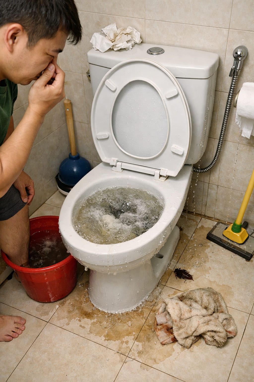 
Ảnh 2: Dấu hiệu nhận biết bồn cầu bị nghẹt
