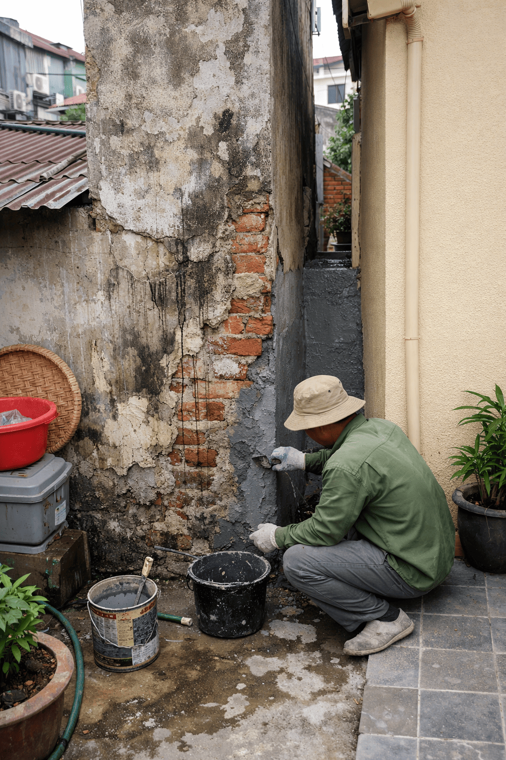 
Ảnh 1: Giới thiệu &amp; tầm quan trọng chống thấm tường nhà liền kề
